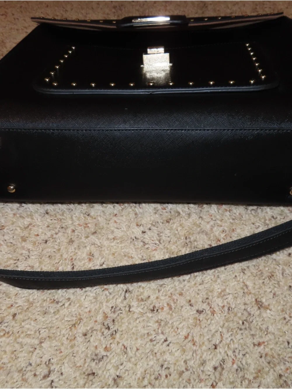 Source Unknown Black Laptop Satchel with Gold Studs